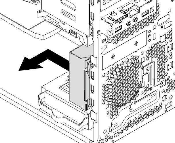 9. Installieren Sie den Speicherkonverter mit seiner Halterung in der neuen Speicherlaufwerkposition.