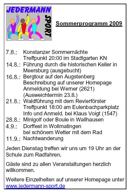 Treffpunkt: Bahnhof Allensbach 2. Termin: Samstag, 5. September, 13.30 bis 17.30 Uhr. Treffpunkt: Bahnhof Allensbach.