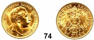 Wilhelm II. 1888 1918 69 252 20 Mark 1894 A... ss 290,- 70 252 20 Mark 1895 A.