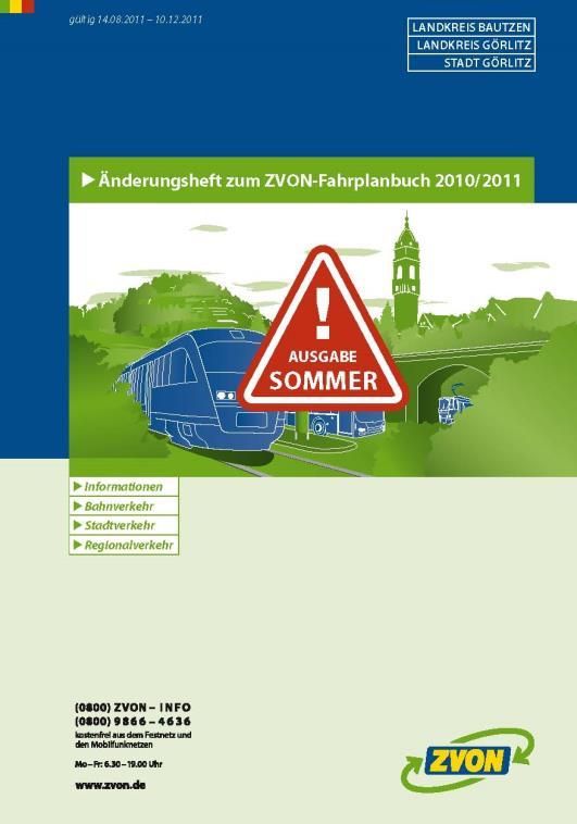 Fahrplanbuch Fahrplanänderungsheft Sommer 2011 Änderungen