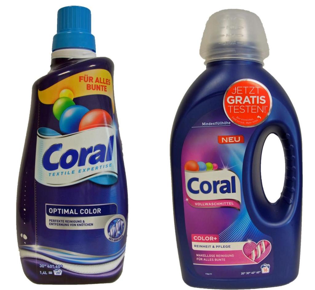 Mogelpackung des Monats Juli 2016: Coral Color+ Stand: 19.07.2016 Unsere Mogelpackung des Monats ist das Coral Vollwaschmittel Color+ (rechtes Bild) von Unilever.