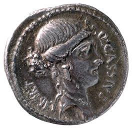 09 Unnachgiebigkeit als Vorbild Auf dieser Münze spielt der Münzbeamte Quintus Cassius Longinus