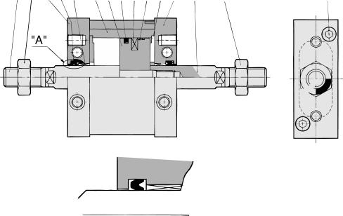Flachzylinder/doppeltwirkend mit durchgehender olbenstange Serie W Technische aten Funktionsweise doppeltwirkend/durchgehende olbenstange Medium ruckluft, gefiltert µ m Prüfdruck 1.MPa max.
