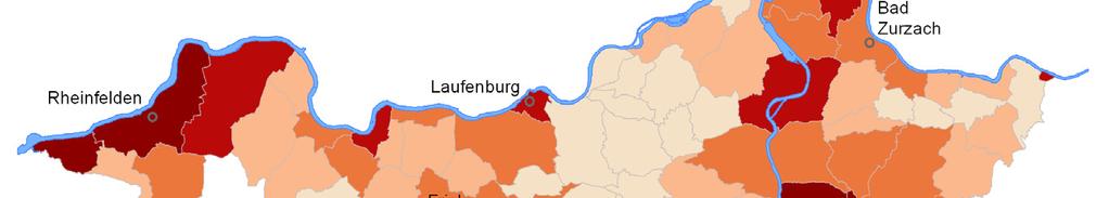 Raumbeobachtung Kanton Aargau 5 Siedlungsdichte 2008 nach Regionen und Gemeinden