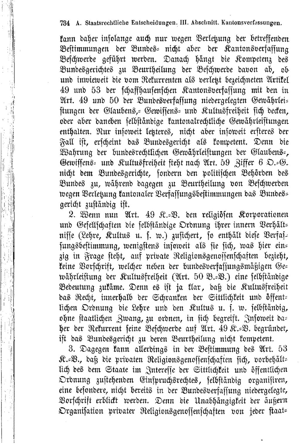 734 A. Staatsrechtliche Entscheidungen. III. Abschnitt. Kantonsverfassungen.