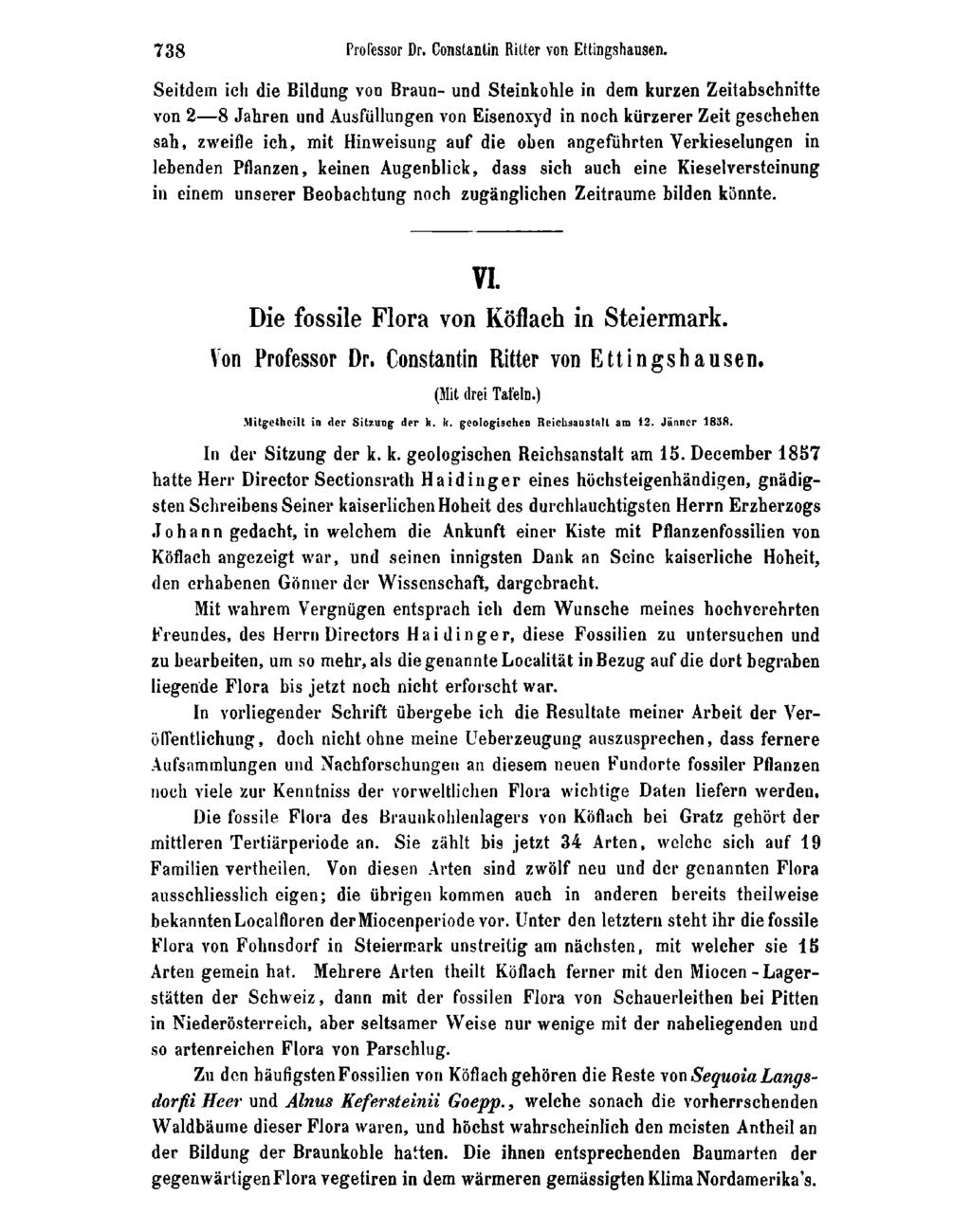 738 Professor Dr. Constanlin Ritter von Ettingshausen.