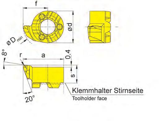 B Bohrung-Drehen Boring and Profiling S108 Bohrungs-Ø ab Bore Ø from 7,8 mm für Klemmhalter for Toolholder e B108 s f a r d D min Geometrie.R Geometry.R R/LS108.1846.