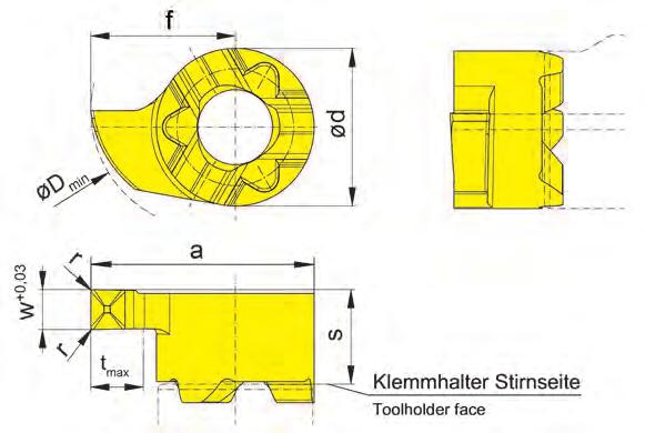Einstechen (innen) Grooving (internal) S10P Bohrungs-Ø ab Bore Ø from 9 mm Stechtiefe bis Depth of groove up to 2 mm Stechbreite Width of groove 1-2 mm für Klemmhalter for Toolholder e B10P Geometrie.