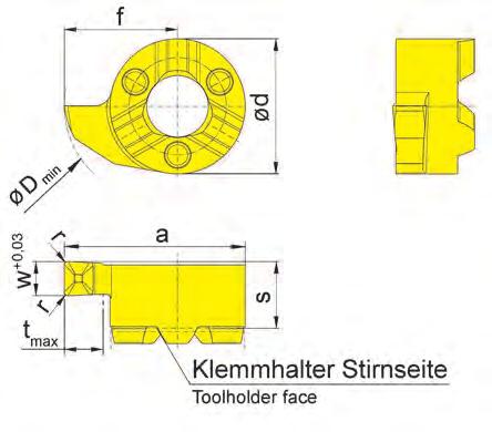 Einstechen (innen) Grooving (internal) S111 Bohrungs-Ø ab Bore Ø from 11 mm Stechtiefe bis Depth of groove up to 2,3 mm Stechbreite Width of groove 1,5-2,5 mm für Klemmhalter for Toolholder e B111