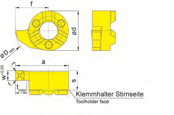 Einstechen (innen) Grooving (internal) S11P Bohrungs-Ø ab Bore Ø from 10,5 mm Stechtiefe bis Depth of groove up to 2,5 mm Stechbreite Width of groove 1,5-2,5 mm für Klemmhalter for Toolholder e B11P