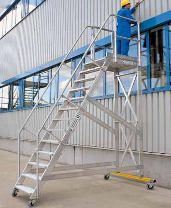 45. Treppen und Überstiege Steigtechnik Aluminium-Plattform-Treppe fahrbar, 45 Stufenbreite: 600 800 1000 mm, Plattformlänge 600 mm Treppe gemäß technischer Beschreibung und Normen laut allgemeiner