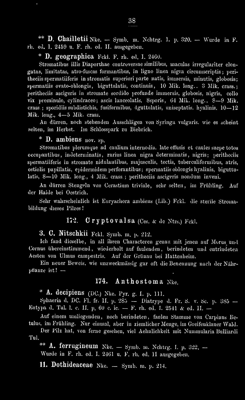 ; sporidiis subdistickis, fusifonnibus, 4guttulatis, uniseptatis, hyalinis, 10 12 Mik. long., 4 5 Mik. crass.
