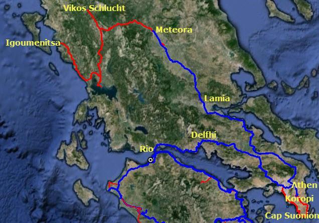 Von Koropi sind wir über Athen und Lamia nordwärts nach Meteora in Zentralgriechenland gefahren.