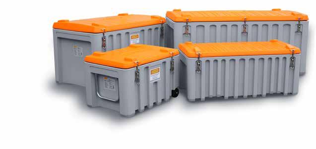Behälter CEMbox CEMbox aus Polyethylen Behälter grau/orange oder gelb aus hochwertigem PE zum Transport und Aufbewahren von Werkzeugen und Kleinteilen ideale Länge, auch für Schaufeln optional mit