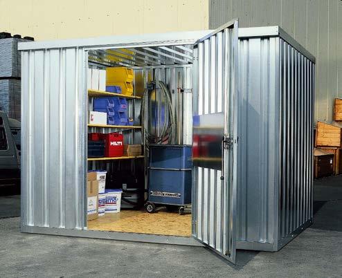 Gefahrstofflager Materialcontainer Materialcontainer Lagercontainer für Industrie und Handwerk stabile Konstruktion aus verzinktem Stahlblech mit 1-flügeliger Tür, 1294 x 1996 mm ab MCS 2.