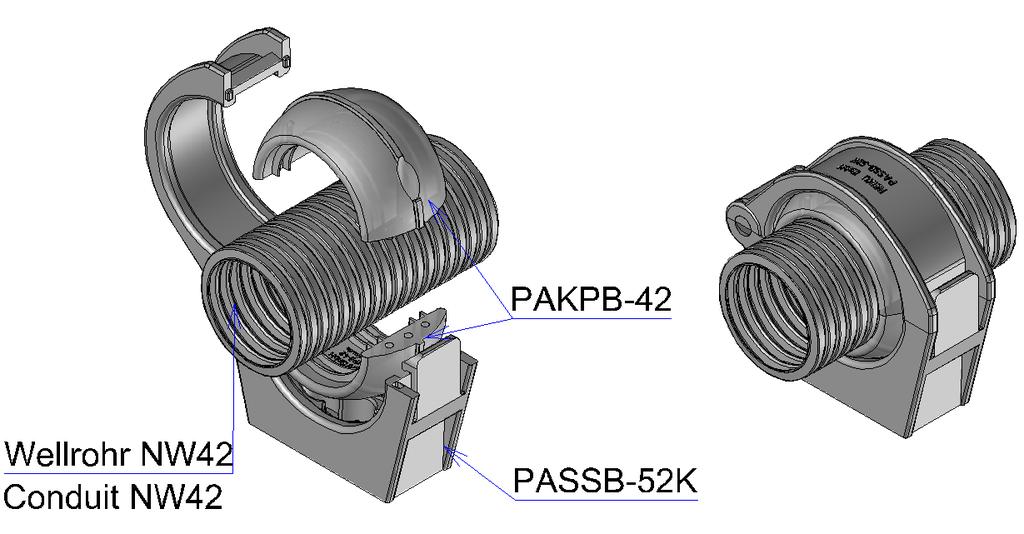 Version 5: PAKPB-42 + PASSB-52K/M This version is suitable for conduit size NW 42. This version needs no Jaw for Ball Joint.