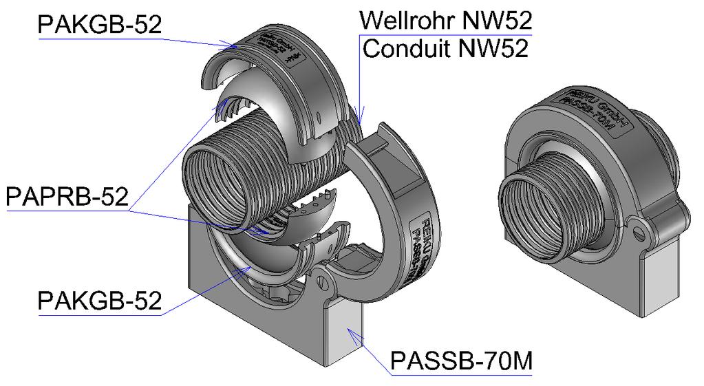Depending on design it is possible to use PASSB-52K with a closure made of plastic or PASSB-52M with a closure made of metal.