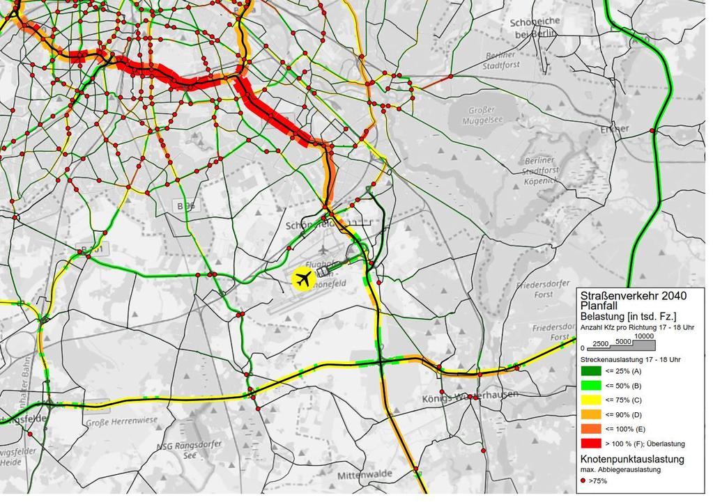 Prognose Straßenverkehr 2040 Streckenauslastung Zunehmende Verkehre erhöhen Belastung auf A100/A113 sowie