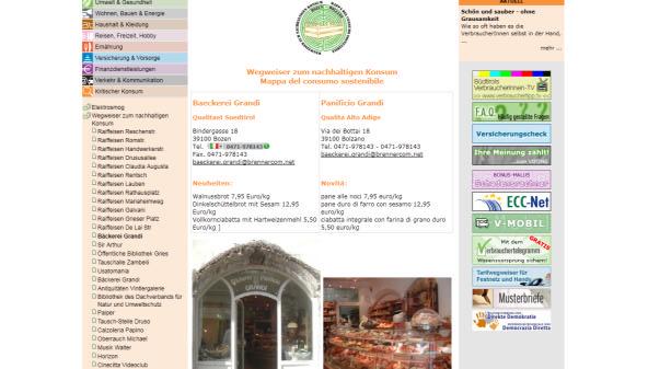 Abb. 4: Informationsseite der Bäckerei Grandi Abbildung 4 zeigt beispielhaft eine Informationsseite mit laufend aktualisierten Informationen.