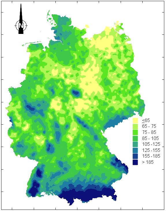 4 Niederschlagserosivität Rain erosivity map for Germany derived from contiguous radar rain data Franziska K. Fischer, Tanja Winterrath und Karl Auerswald bis 14.