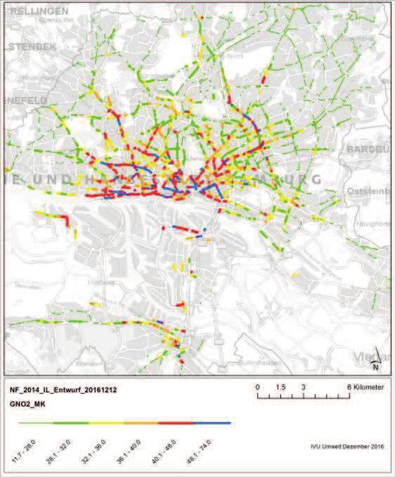 Ausgangslage Immissionsgutachten (Ist-Situation 2014) Im Ergebnis der gutachterlichen Betrachtung sind 2014 (Datenbasis) weniger Straßenabschnitte (40,8 km; 349 Abschnitte) von einer Überschreitung