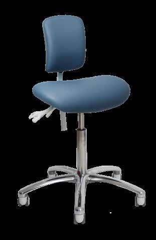 Assistenzstühle VELA Samba 150 :: Der kurze, neigbare Sitz erleichtert das Vorlehnen zum Einstellen der Geräte :: Ideal für häufige Wechsel zwischen stehenden Tätigkeiten und Untersuchungen im Sitzen