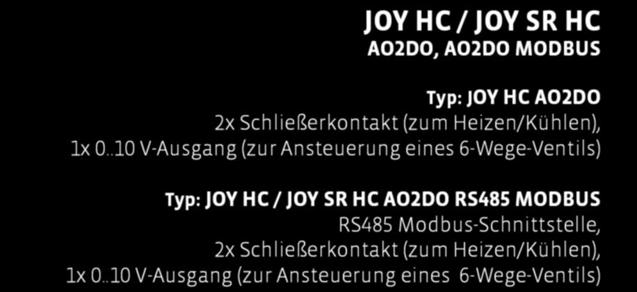 Change-Over 230 V) Typ: JOY FANCOIL 5DO RS485 MODBUS 5x Schließerkontakt (zum Heizen/Kühlen und 3x