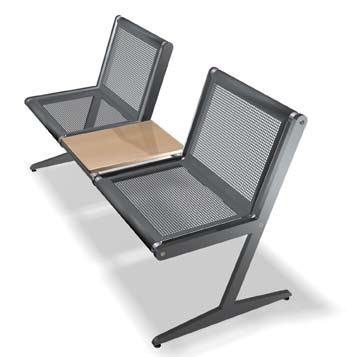 Sitzmöbel-System 500 4 4 Sitzmöbel 94 SIM 505 mit integrierter Zwischenablage -Sitzer Ganzmetallkonstruktion Sitz- und Rückenflächen aus Lochblech farbig pulverbeschichtet mit Tischplatte aus ESG, 0