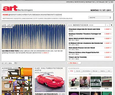 10 Online-Werbung/Crossmedia www.art-magazin.de Das unten aufgeführte Schema zeigt ein Beispiel für die crossmediale Belegung von ART und art-magazin.de. Weitere Formatkombinationen sind möglich.