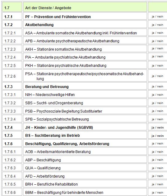 Änderungen: KDS-E Es sollen hier alle Angebote aufgeführt werden, die durch die Einrichtung vorgehalten und im Berichtsjahr von mindestens