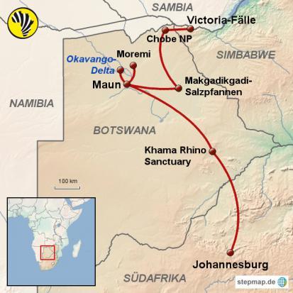 SÜDAFRIKA BOTSWANA SIMBABWE Botswana Wild Parks 14 Tage Naturrundreise im Safari-Truck ab Johannesburg/bis Victoria Falls