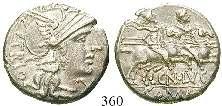 Fabius Labeo, 124 v.chr. Denar 124 v.chr., Rom. 3,90 g. Behelmter Kopf der Roma r.