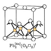 3.1 Rotes PbO a) Skizzieren Sie die idealisierte Struktur von PbO (rot) in perspektivischer Darstellung (eine Elementarzelle). Pb-Atome: weiss, O-Atome: orange.
