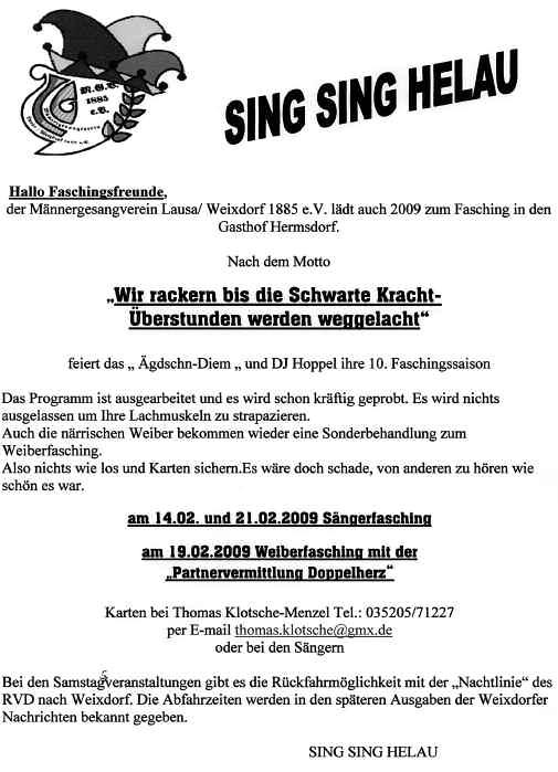 - 7- Informationsblatt vom 05.12.2008 für die Ortschaft Weixdorf Weixdorfer Heimat- und Schützenverein e. V. Wir feiern Wintersonnenwende 2008 Am Sonnabend, 20.12.2008 ab 17.