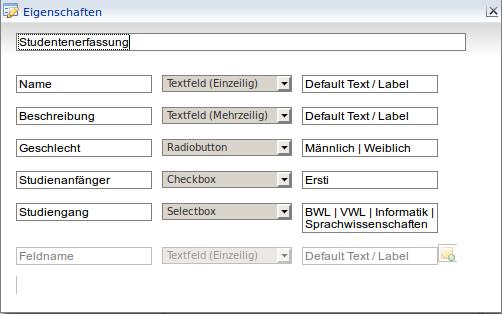 Beispiel: Auswahl 1 Auswahl 2 Der Feldname dient hier zur Beschriftung der Gruppe. Bitte beachten Sie, dass der der erste Radio Button automatisch vorausgewählt ist.