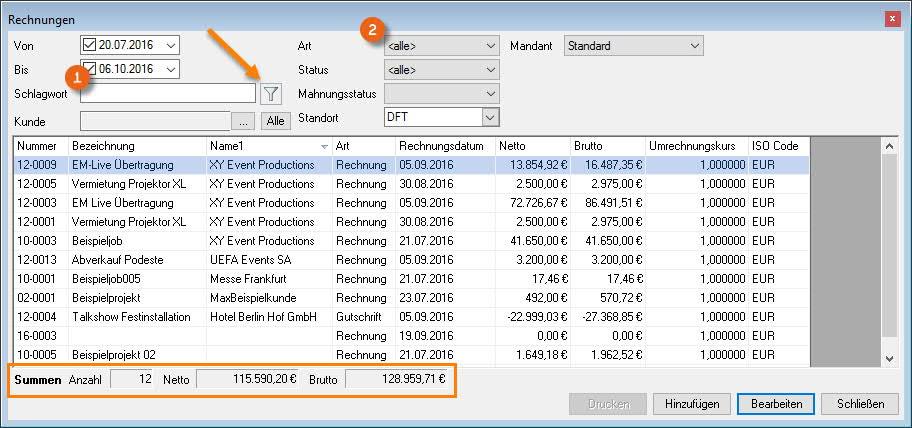 Outside Broadcast Units - Weitere Dokumentation Erläuterungen zu Screenshots Erläuterungen zu Screenshots werden mit Nummern!