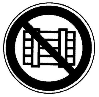 Bild 1 Verbotszeichen nach DIN 4844-2:2001-02 Lagern von Gegenständen auf Rettungswegen im Freien verboten Farbe des Schildes und Rand weiß