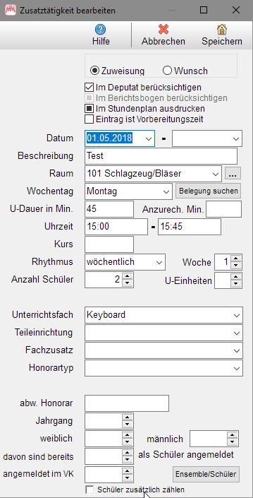 Seite 4 von 8 4. Zusatztätigkeiten Sollen die bei den Lehrkräften hinterlegten Zusatztätigkeiten ausgewertet werden, so müssen folgende Bedingungen erfüllt sein: 1.