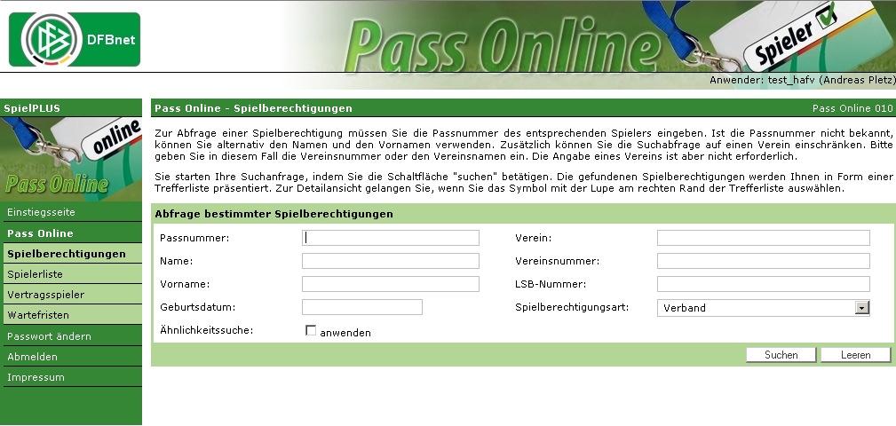 Des Weiteren können Datumsfelder analog zur Anwendung DFBnet Pass neben der exakten, auch in verkürzten Schreibweisen erfasst werden: Folgende