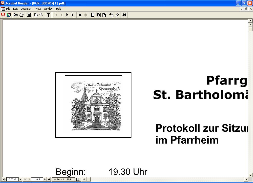 Pfarrgemeinderat St. Bartholomäus Kirchehrenbach Protokoll über die Sitzung vom 21.06.