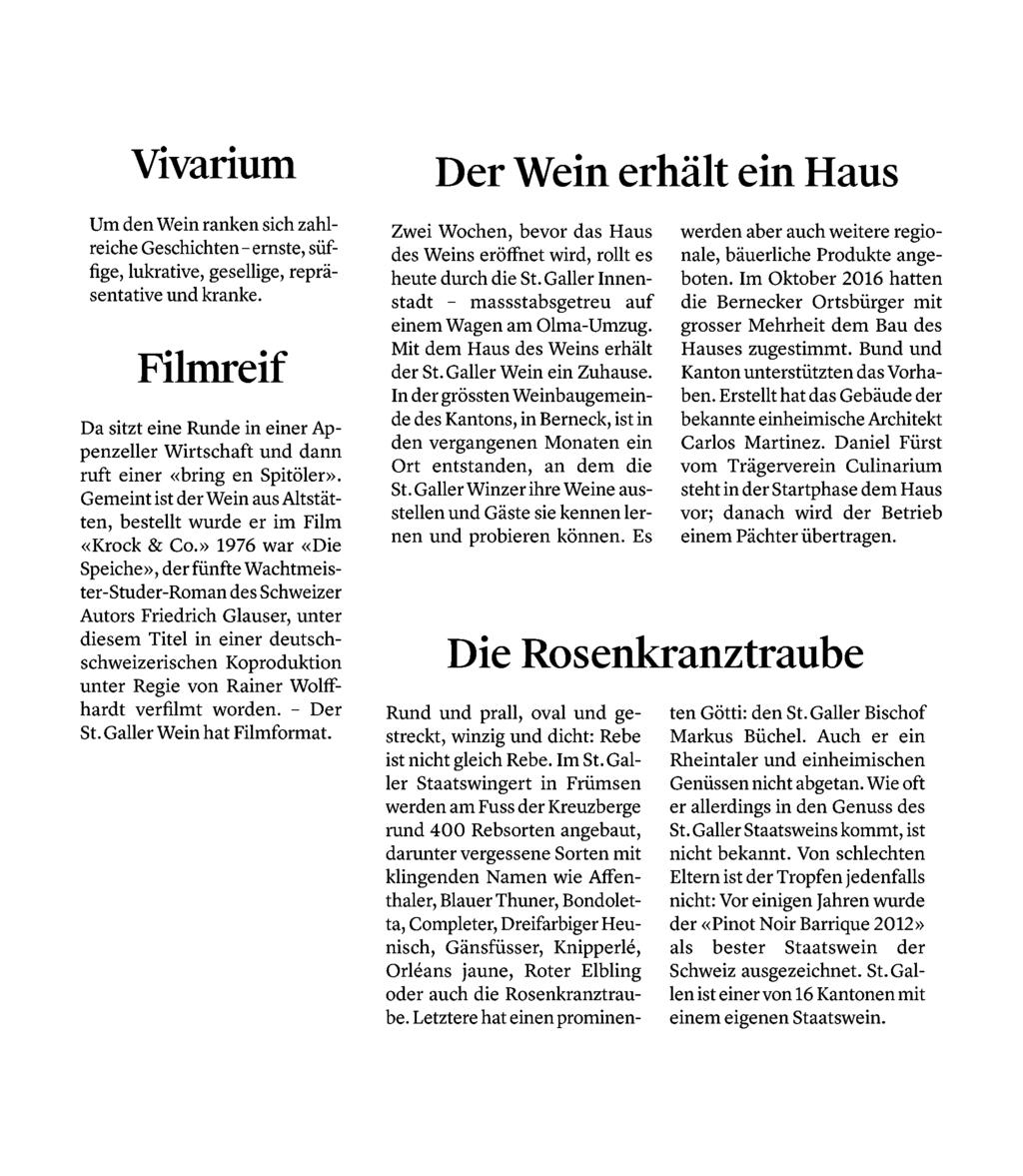 Bericht Seite 18/18 Wil-Uzwil-Flawil-Hinterthurgau Wiler Zeitung 9501 Wil 071/ 913 28 28 www.wilerzeitung.ch Auflage: 10'885 Seite: 34 Erscheinungsweise: 6x wöchentlich Fläche: 120'053 mm² Themen-Nr.