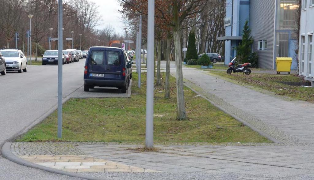 Planungshilfe für dezentrale Straßenentwässerung 18 Abbildung 9: Beispiel für eine Versickerungsmulde mit Baumbestand in Adlershof (Foto: IPS) Die Berliner Wasserbetriebe haben für