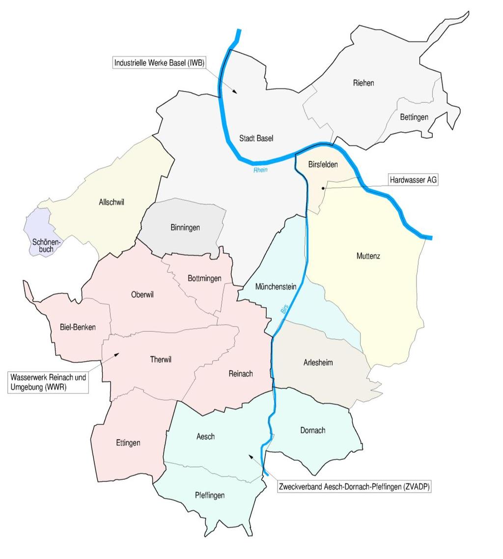 2.4 Planungsgebiet Die Region 1 besteht aus den basellandschaftlichen Gemeinden Aesch, Allschwil, Arlesheim, Biel-Benken, Binningen, Birsfelden, Bottmingen, Ettingen, Münchenstein, Muttenz, Oberwil,