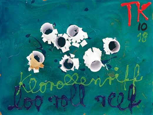 Klorollenriff / Loo Roll Reef, 2010/2018 Öl, Acryl, Kleber, Karton auf Malpappe, 45.8 x 60.