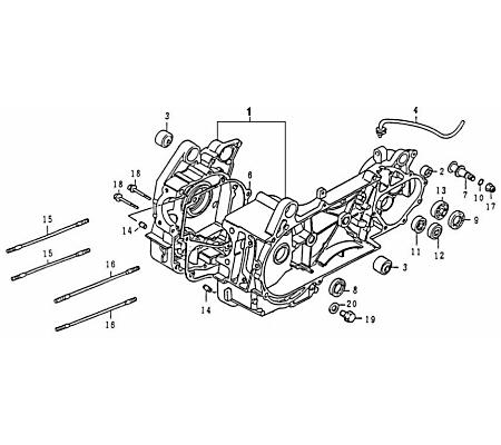 MOTORGEHÄUSE Seite 7 2 78508 Stoßdämpferbuchse, hinten 3,50 3 704437 Motorlagerbuchse 4,60 4 79811 Belüftungsschlauch 2,20 6 78229 Dichtung, Kurbelgehäuse 3,00 7 78602 Drehzapfen 4,70 8 700004