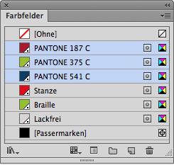 3 Farbaufbau Der Farbaufbau in der Datei darf nur die benötigten Farben beinhalten. Nicht verwendete oder vom Programm automatisch hinzugefügte Farben sind zu löschen (vgl. Abbildung 2).
