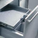 Metal drawer, silver-coloured epoxy-powder-coated, with antislip rubber mat. Suitable as optional slide-out drawer-lid for Hailo waste-separation systems.