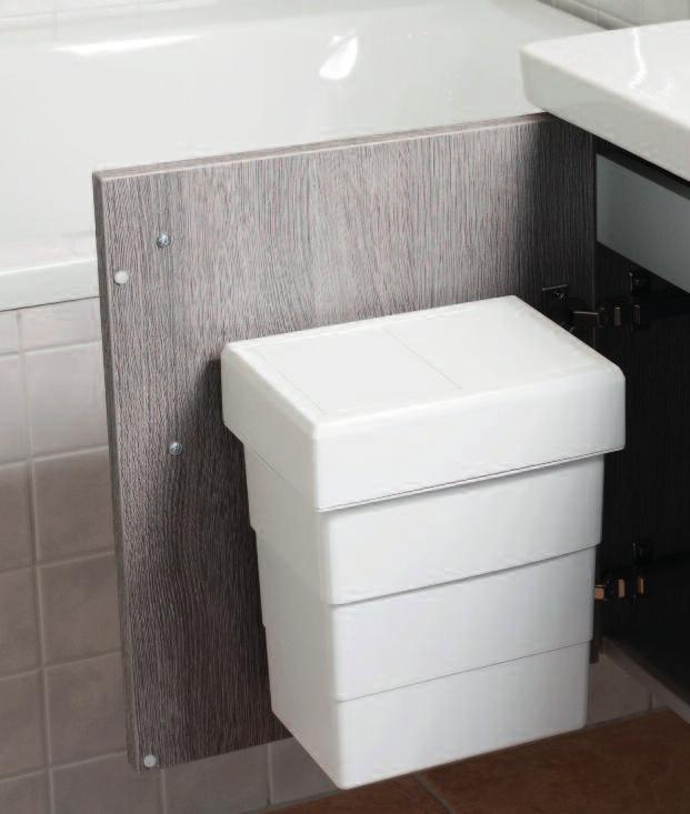 The Hailo Bathroom-Bin, made from high-grade white plastic material, is available in 3