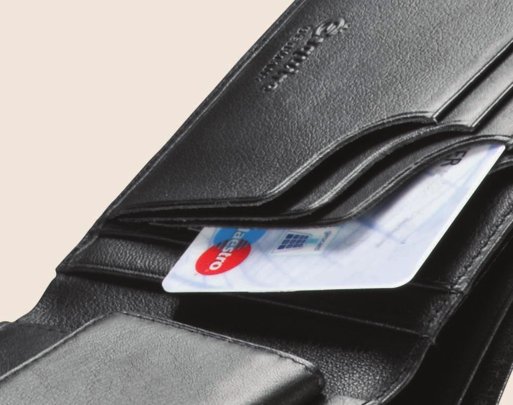 ESQUIRE PATENT RFID-PROTECT CARDSAFE CARDSAFE Mit dem patentierten Sicherheitssystem für Kreditkarten, dem CARDSAFE, passiert es Ihnen nie wieder, bei geschlossener Börse, eine Kreditkarte zu
