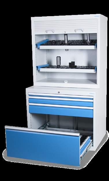 CNC-Schubladenschränke Schubladenschränke CNC-Lager- und Transport-Systeme Schubladen mit Vollauszug (VA) % Schubladen mit mm Blendenhöhe, 70 kg Tragkraft Schubladen